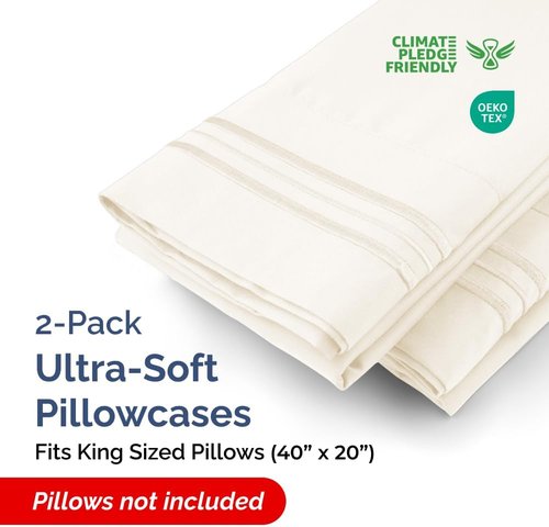 King Pillow Cases by [Brand Name] - Ultra Soft Hotel Quality Covers | Comfy, Wrinkle-Free & Fade Resistant - Off White - Set of 2