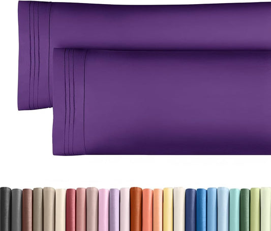 Skiennix Body Pillowcases Set of 2 | 20x54 Long Soft Covers for Side Sleepers - Comfy, Breathable, Machine Washable (Purple)