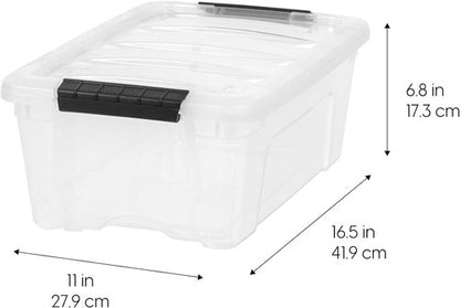 IRIS USA 13 QT Plastic Storage Box - BPA-Free, Durable Nestable Containers with Lids - Clear, 6 Pack
