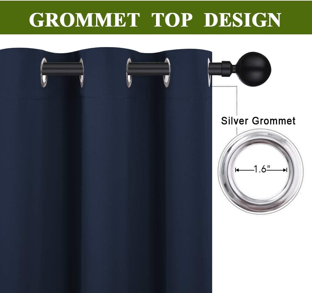 NICETOWN Blackout Curtains - All Season Thermal Insulated Grommet Drapes for Kids' Room | Navy, 34 x 72 Inches