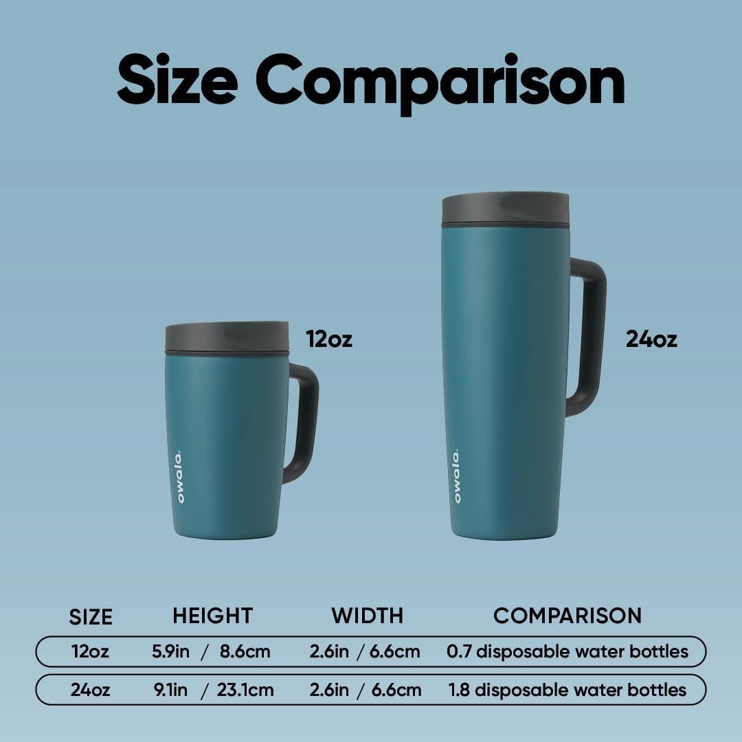 Owala SmoothSip Stainless Steel Travel Mug - 100% Leak Proof, Insulated, 12oz, BPA Free, Hot & Cold Drinks