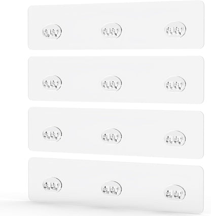 Skiennix Shower Caddy Adhesive Replacement Stickers - 4 Pack with 3 Hooks for Easy Installation