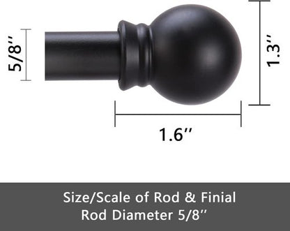 GXOACKJ Black Curtain Rods - Heavy Duty Metal Set for Windows 32 to 62 Inches | 5/8 Inch Diameter