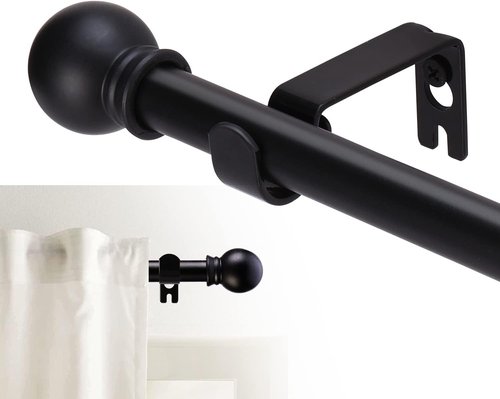 GXOACKJ Heavy Duty Curtain Rods - Decorative Matte Black, 48 to 84 Inches, Includes Brackets