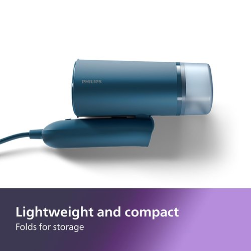 Philips 3000 Series Handheld Steamer - 1000W, 20 g/min Steam, Detachable 100ml Water Tank, Plastic Plate, Blue (STH3000/20)