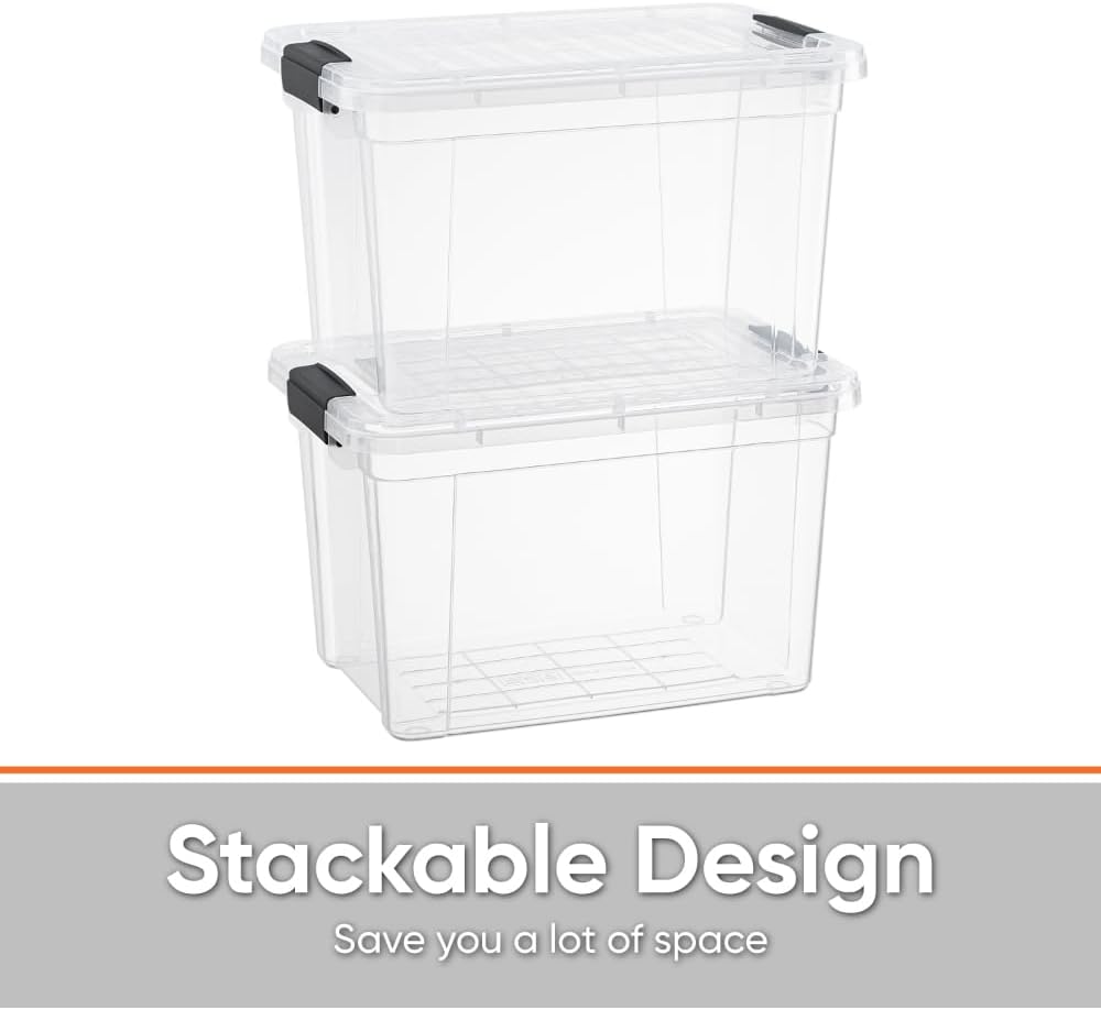 Superio Storage Bins - 10 Pack Clear Stackable Containers | 2.5 Qt BPA-Free, Non-Toxic Organizers for Home & Office