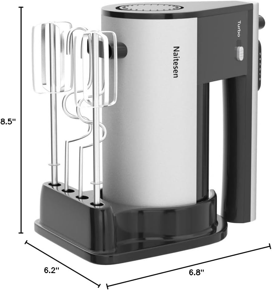 Skiennix 600W Electric Hand Mixer - Powerful 10-Speed Kitchen Mixer with Turbo | Lightweight, Includes Beaters & Dough Hooks