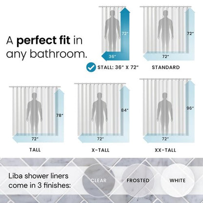 LiBa Bathroom Shower Curtain - Waterproof Plastic Shower Curtain Premium PEVA Non-Toxic with Rust Proof Grommets White 8G Bathroom Accessories 36x72