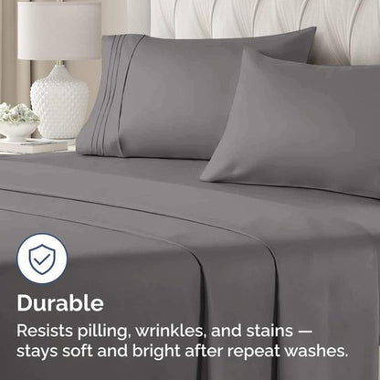 King Pillow Cases by [Brand Name] - Ultra Soft Hotel Quality Covers | Comfy, Cozy & Wrinkle-Free - 4 Piece Set in Dark Grey