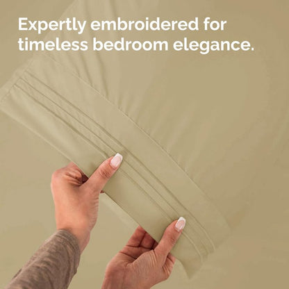 Standard Pillow Cases Set of 2 - Ultra-Soft Hotel Quality Pillowcase Covers - Comfy & Wrinkle Free - Stain and Fade Resistant - Machine Washable Pillow Protectors - 2 Piece Set - Standard Size Beige