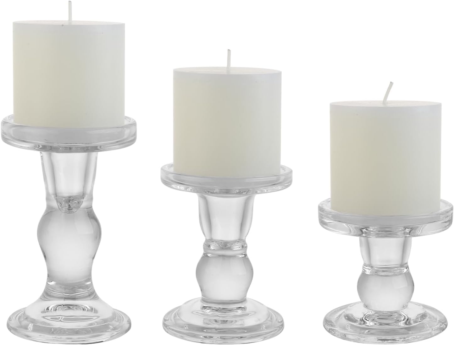 Skiennix 6-Piece Glass Candlestick Set - Elegant Crystal Candle Holders for Weddings & Decor | Clear