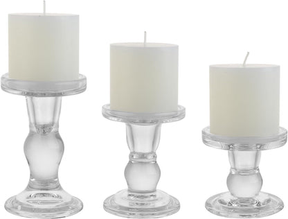 Skiennix 6-Piece Glass Candlestick Set - Elegant Crystal Candle Holders for Weddings & Decor | Clear