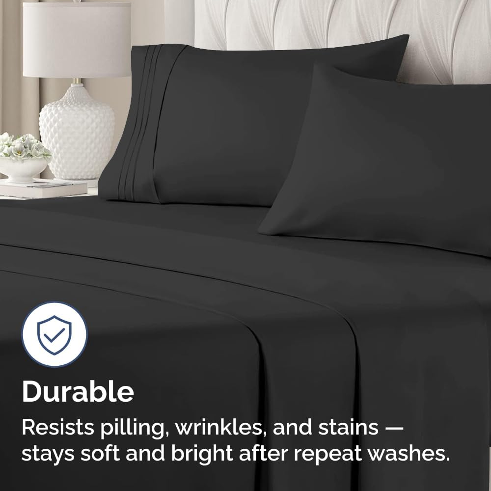 Skiennix Standard Pillow Cases Set of 4 - Ultra Soft Hotel Quality Covers - Machine Washable Black