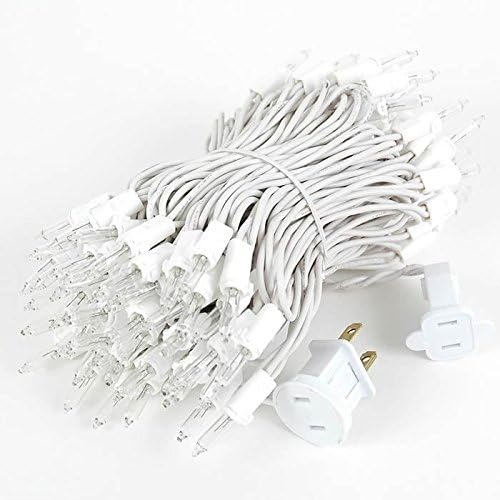 Holiday Pride White Christmas Tree Lights - 100 Clear White String Lights on White Wire - 24 Ft - Indoor/Outdoor Use