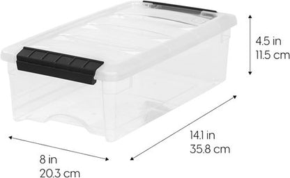 IRIS USA Stackable Plastic Storage Bins - 6 Qt, 10 Pack, BPA-Free, Durable Lids, Pearl Color