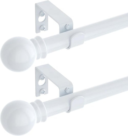 GXOACKJ Curtain Rod Set - Heavy Duty 5/8 Inch Metal Rods for Windows 32 to 48 Inch - 2 Pack White