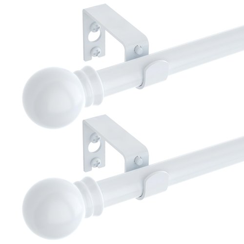 GXOACKJ 2 Pack White Curtain Rods for windows 48 to 84-93 inch, 5/8 inch Splicing Heavy Duty Metal Curtain Rod Set with Brackets