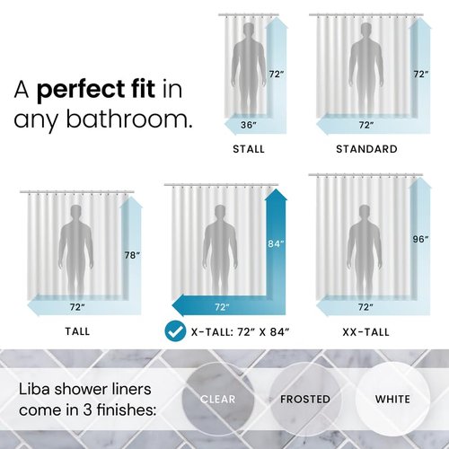 LiBa Bathroom Shower Curtain - Waterproof Plastic Shower Curtain Premium PEVA Non-Toxic with Rust Proof Grommets Frosted 10G Heavy Duty Bathroom Accessories 72x84