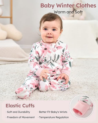 Yoofoss Organic Cotton Baby Pajamas - Warm Quilted Sleepers for Newborns | 0-3, 3-6, 6-9 Months