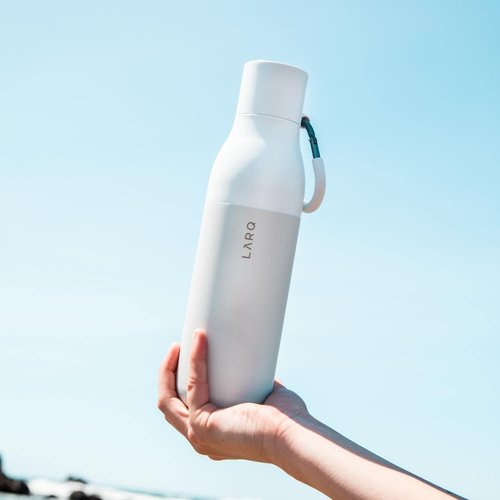 LARQ Bottle Flip Top 25 oz - Insulated Stainless Steel Water Bottle With Straw | BPA-Free & Reusable | Keeps Drinks Cold for 24 Hours, Granite White