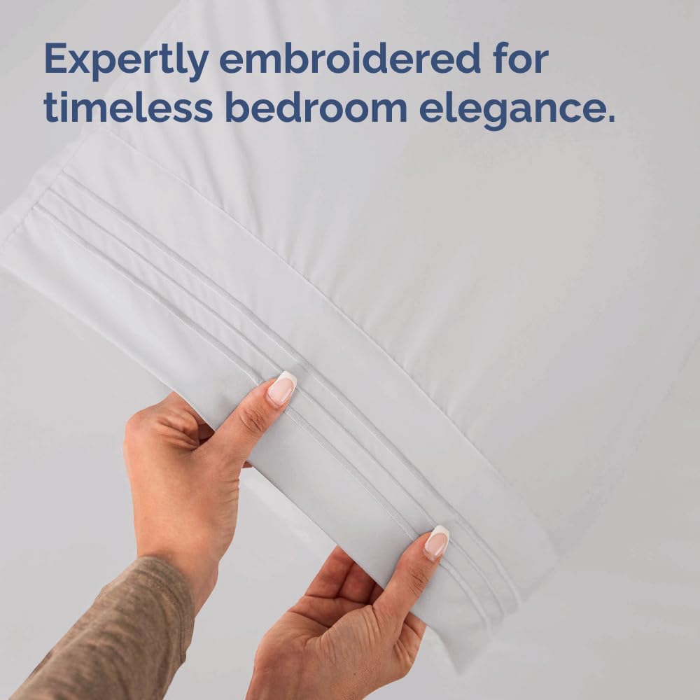 Skiennix Standard Pillow Cases Set of 2 - Soft Hotel Quality & Wrinkle-Free - French Grey Color