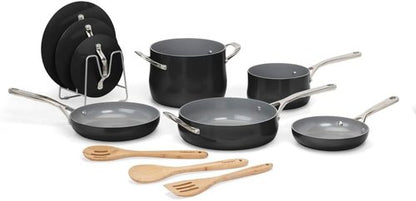 Cuisinart 12-Piece Nonstick Ceramic Cookware Set - Even Heat Cooking & Easy Cleanup | Black