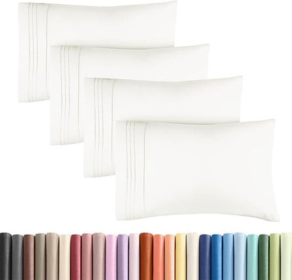 King Standard Pillow Cases - Soft Hotel Quality Covers for Comfy Bedding | Set of 4 - Antique White
