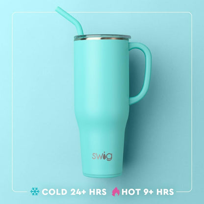 Swig Life 40oz Mega Mug - Extra Large Insulated Tumbler with Handle & Straw | Dishwasher Safe, Cup Holder Friendly