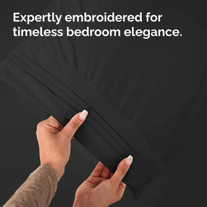 Skiennix Standard Pillow Cases Set of 4 - Ultra Soft Hotel Quality Covers - Machine Washable Black