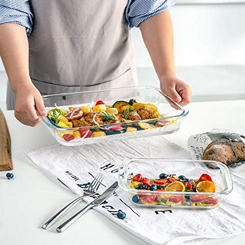 Skiennix 8-Piece Deep Glass Baking Dish Set with Lids & 6 Glass Measuring Cups for Cooking | Kitchen Essentials