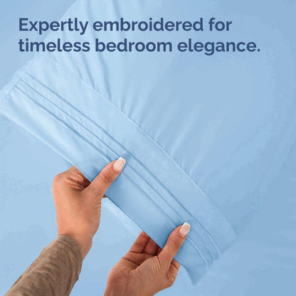 Skiennix Standard Pillow Cases Set of 2 | Soft Hotel Quality, Wrinkle-Free & Stain Resistant - Light Blue
