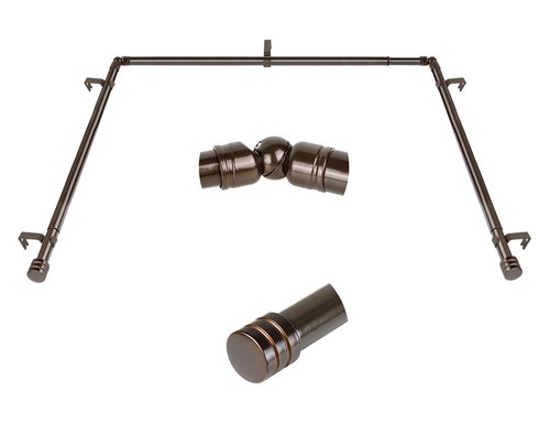 Bay Window Curtain Rods, HOTOZON 7/8 Inch Heavy Duty Curtain Rods for Bay Windows 48-84 Inch(Center Rod), 32-58 Inch Side Rods for Windows, Decorative Drapery Rod with End Cap Finials, Antique Bronze
