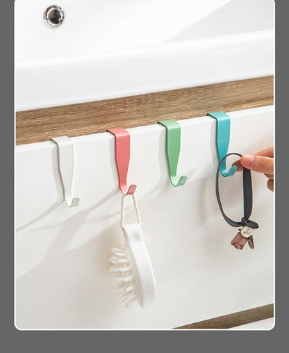 Eywlwaar Over The Cabinet Door Hooks - 4-Pack Single Hook Set in Blue for Space-Saving Storage