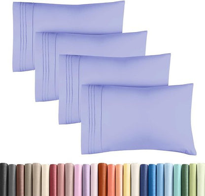 King Standard Pillow Cases by King - Soft Hotel Quality Covers | Comfy Lavender Bedding Set of 4
