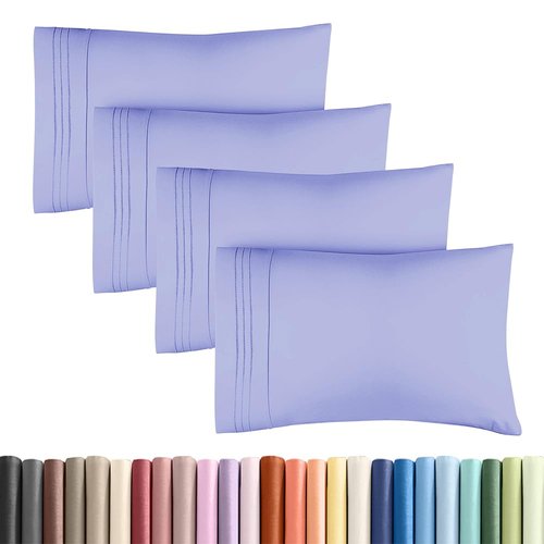 Standard Pillow Cases Set of 4 - Ultra Soft Hotel Quality Pillowcase Covers - Comfy Bedding for Women, Men, Kids & Teens - Machine Washable Pillow Protectors - 4 Piece Set - Standard Size Lavender
