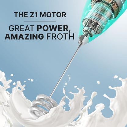Zulay Kitchen Milk Frother with Patented Tornado Triple Whisk – Handheld Foam Maker for Coffee, Lattes, Matcha & Hot Chocolate – Rich, Creamy Froth in Seconds