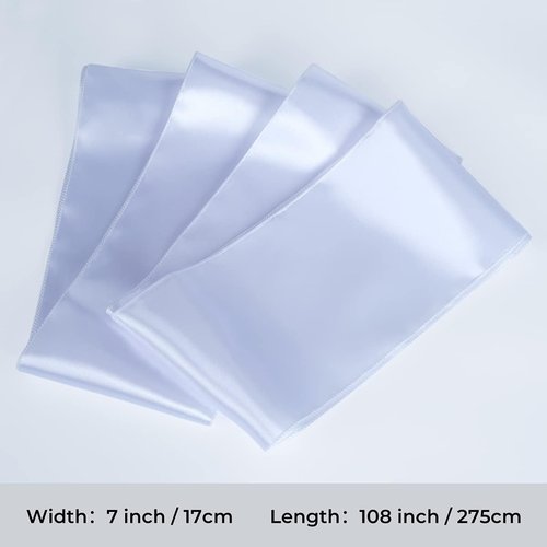 Babenest Satin Chair Sashes - Upgraded 30 Pcs Chair Ribbons & Bows for Weddings & Events | White