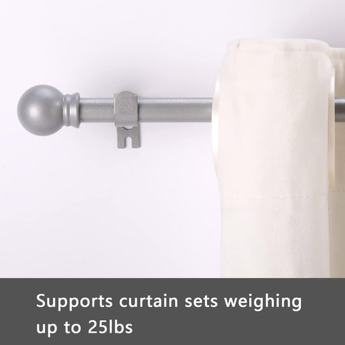 GXOACKJ Silver Curtain Rods - Heavy Duty 5/8 Inch Metal Set for Windows 66 to 120 Inch | 2 Pack