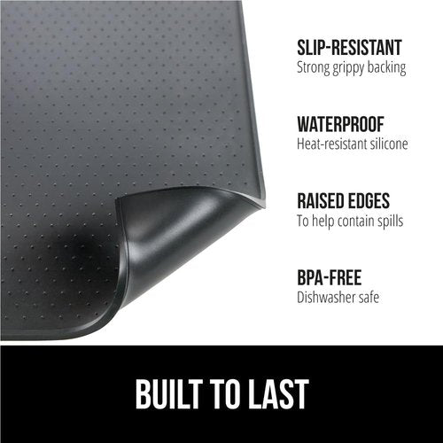 GORILLA GRIP Silicone Coffee Mat - Waterproof & Heat Resistant Espresso Machine Accessory | 11.5x18.6, Black