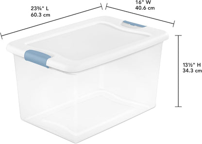 Sterilite 64 Quart Clear Plastic Storage Bins - 4-Pack Latching Organizers for Home & Dorm Use
