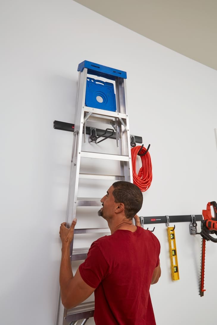 Rubbermaid Fasttrack Utility Hooks - Heavy-Duty 7-Piece Garage Storage Kit | Black Tool Organizer