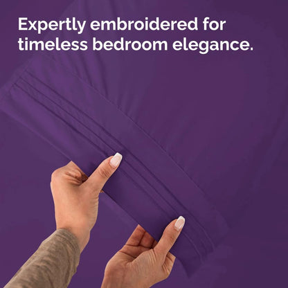 Skiennix Queen Pillow Cases Set of 2 - Ultra Soft Hotel Quality - Wrinkle Free & Stain Resistant - Purple