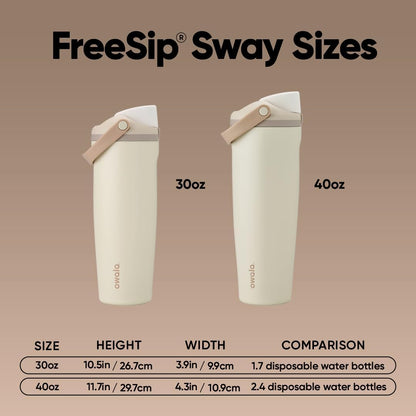 Owala FreeSip Sway - 40-Oz. Stainless Steel Water Bottle - Tan (Lightly Toasted)