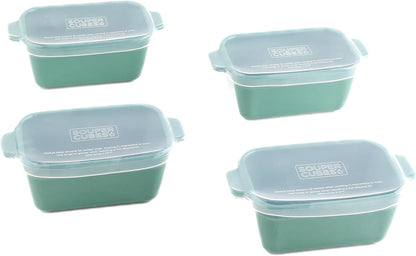 Souper Cubes Stoneware | Premium 5" x 3" Mini Baking Dishes with Silicone Covers - Set of 4, Made in USA