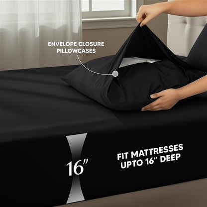 Utopia Bedding Twin XL Sheet Set - Soft Microfiber 3-Piece Bed Sheets in Black | Oeko Tex Certified