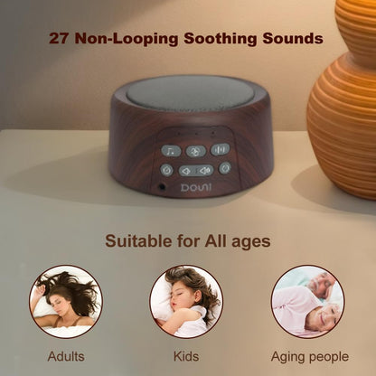 White Noise Machine - Soothing Sleep Sound Therapy with Timer & Memory Function | Brown Wood Grain