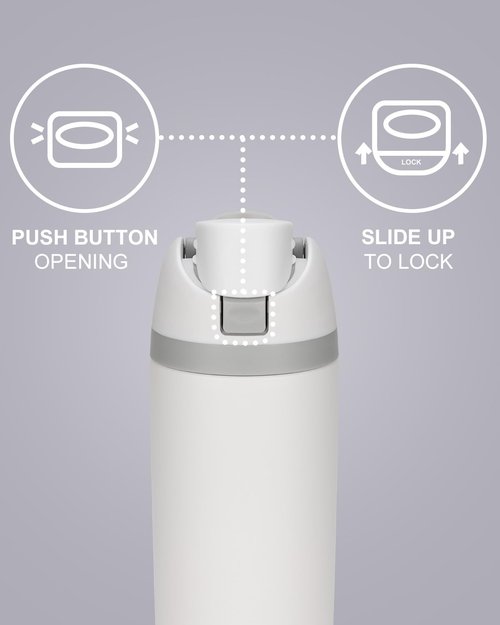 Fluxpur Insulated Water Bottle Sports Stainless Steel Water Bottle with Straw Travel Leakproof,19 Oz,White 10