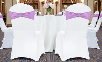 MDS Spandex Chair Sashes - Universal Fit Elastic Stretch Bands with Buckle for Weddings | Light Purple - Pack of 125