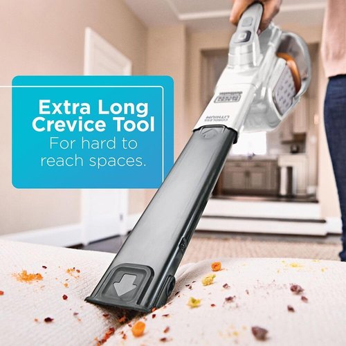 BLACK+DECKER Handheld Vacuum - Cordless & Rechargeable with Powerful Suction | Extended Runtime & Extra Long Crevice Tool