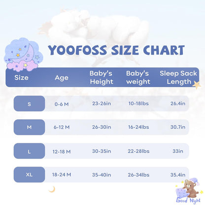 Yoofoss Baby Sleep Sack - 100% Organic Cotton Wearable Blanket | 2-Way Zipper, 12-18 Months, 3 Pack